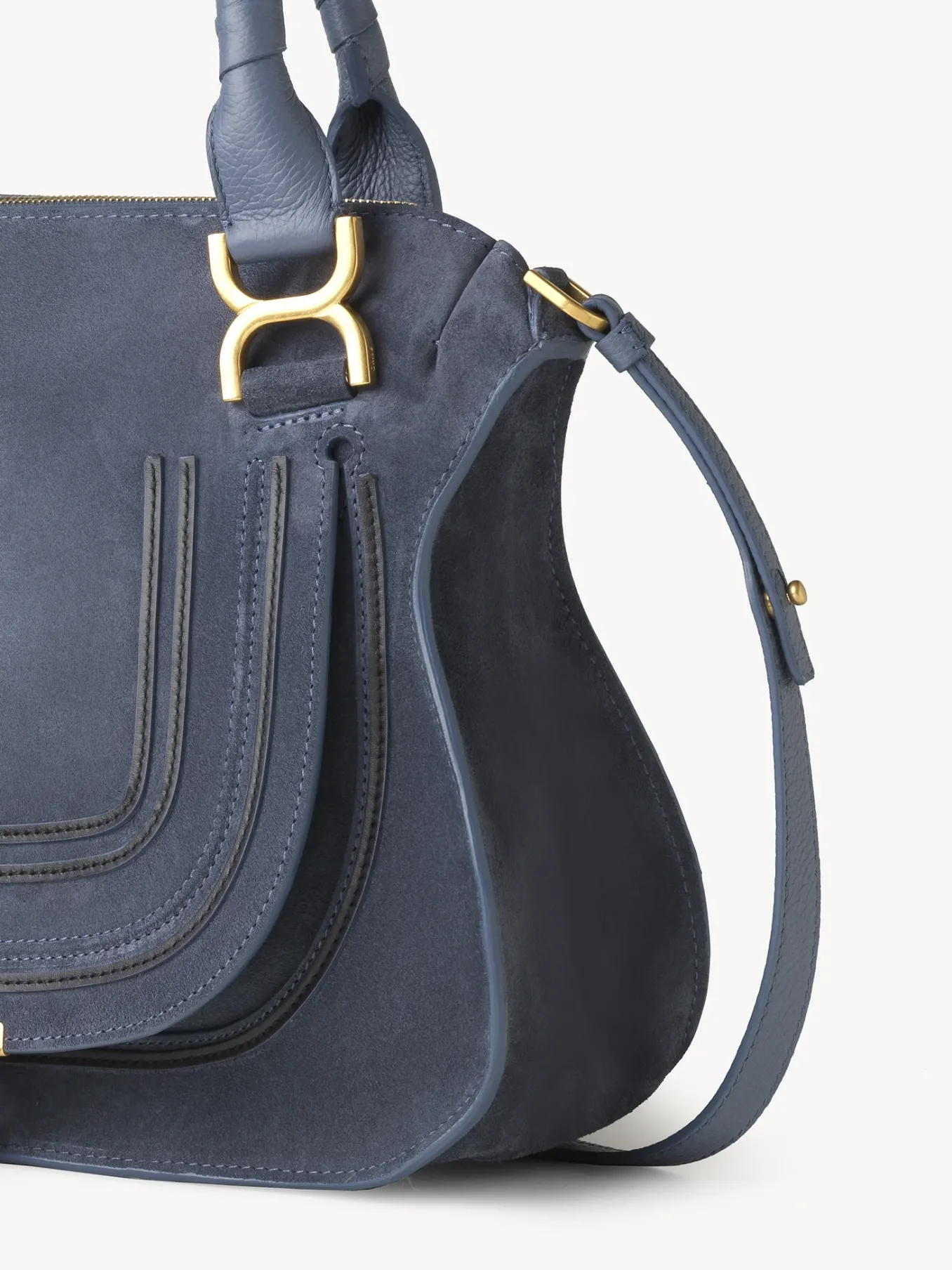 Sacs À Bandoulière-Chloé Sac Double Porte Marcie Graphite Navy