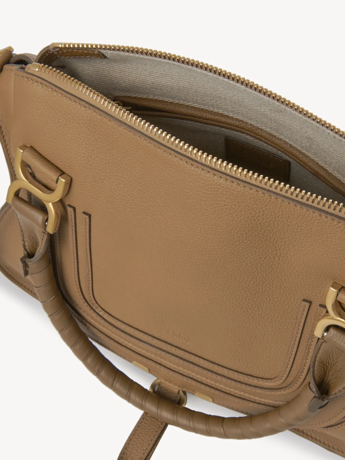 Sacs À Bandoulière-Chloé Sac Double Porte Marcie Pottery Brown