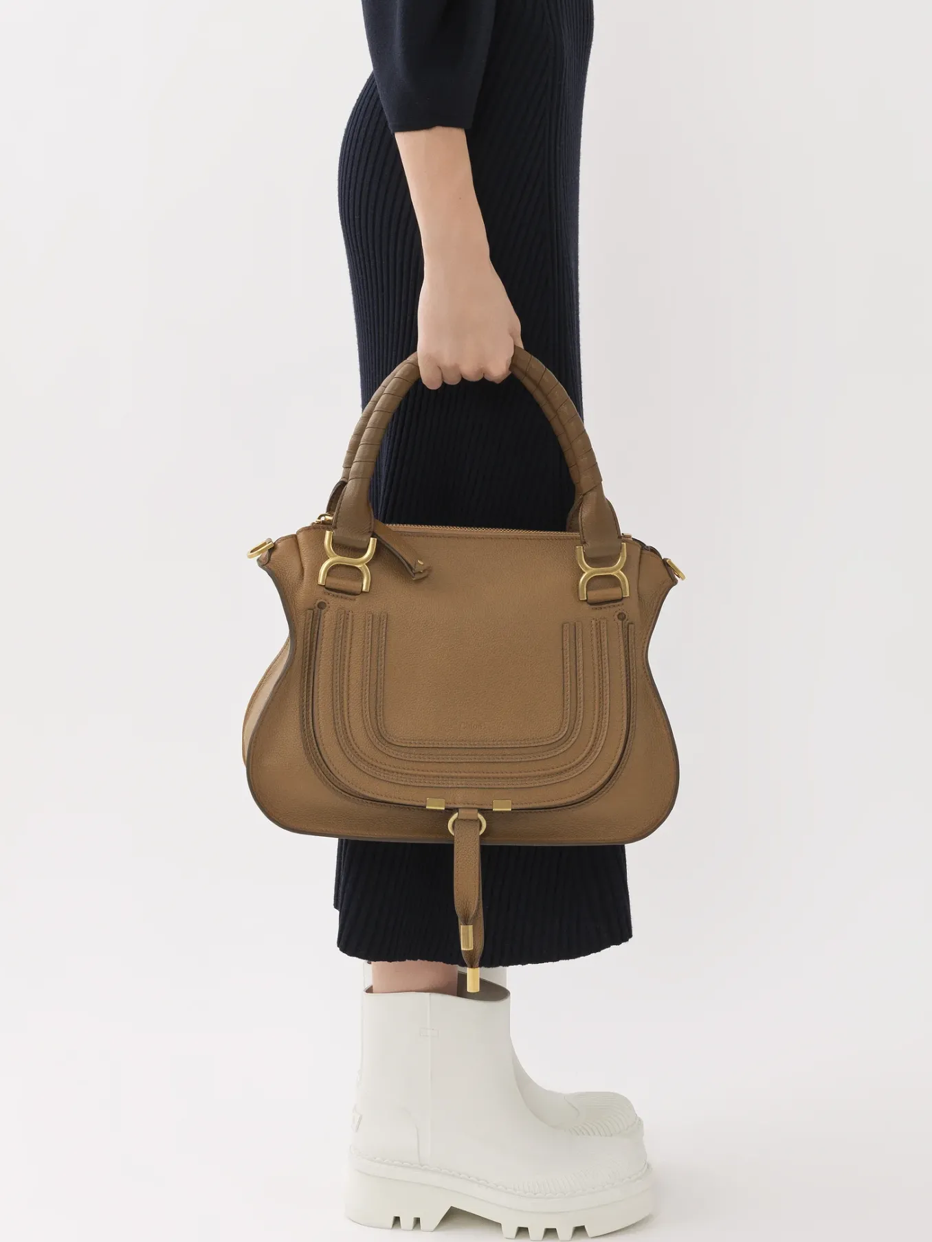 Sacs À Bandoulière-Chloé Sac Double Porte Marcie Pottery Brown