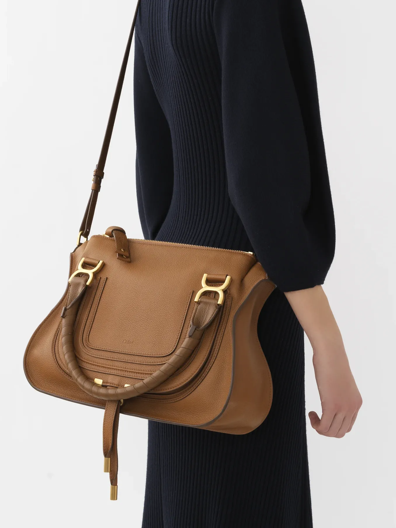 Sacs À Bandoulière-Chloé Sac Double Porte Marcie Pottery Brown