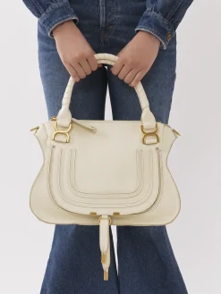 Sacs À Bandoulière-Chloé Sac Double Porte Marcie Misty Ivory