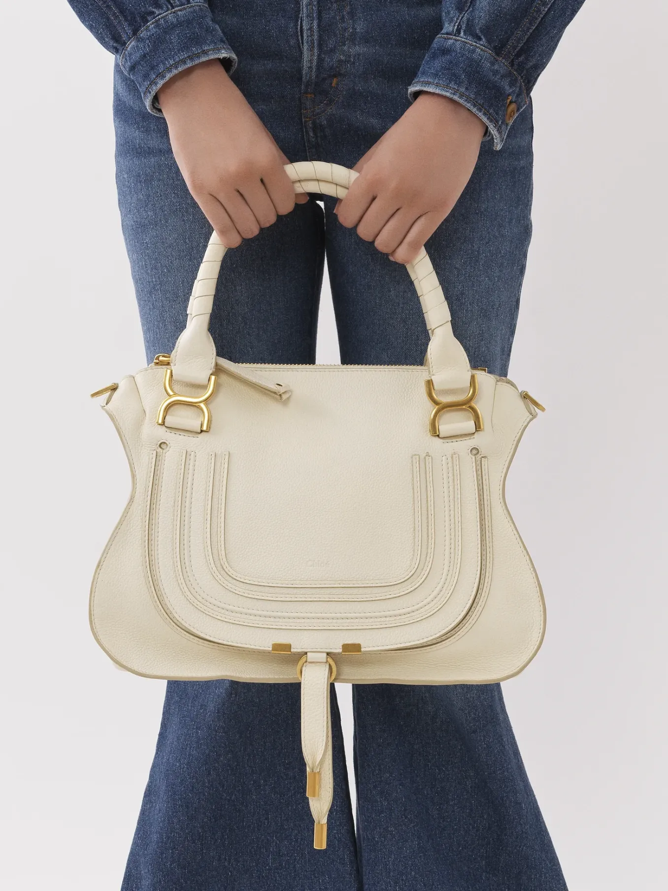 Sacs À Bandoulière-Chloé Sac Double Porte Marcie Misty Ivory