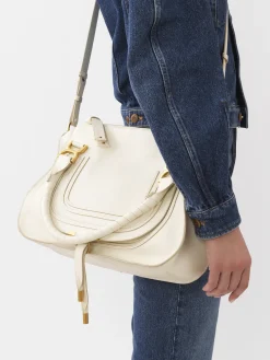 Sacs À Bandoulière-Chloé Sac Double Porte Marcie Misty Ivory