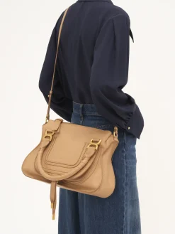 Sacs À Bandoulière-Chloé Sac Double Porte Marcie Light Tan