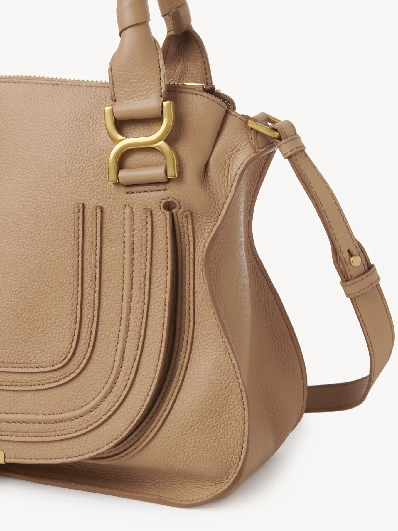 Sacs À Bandoulière-Chloé Sac Double Porte Marcie Light Tan