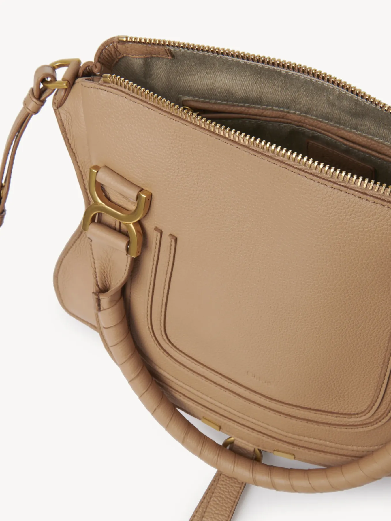 Sacs À Bandoulière-Chloé Sac Double Porte Marcie Light Tan