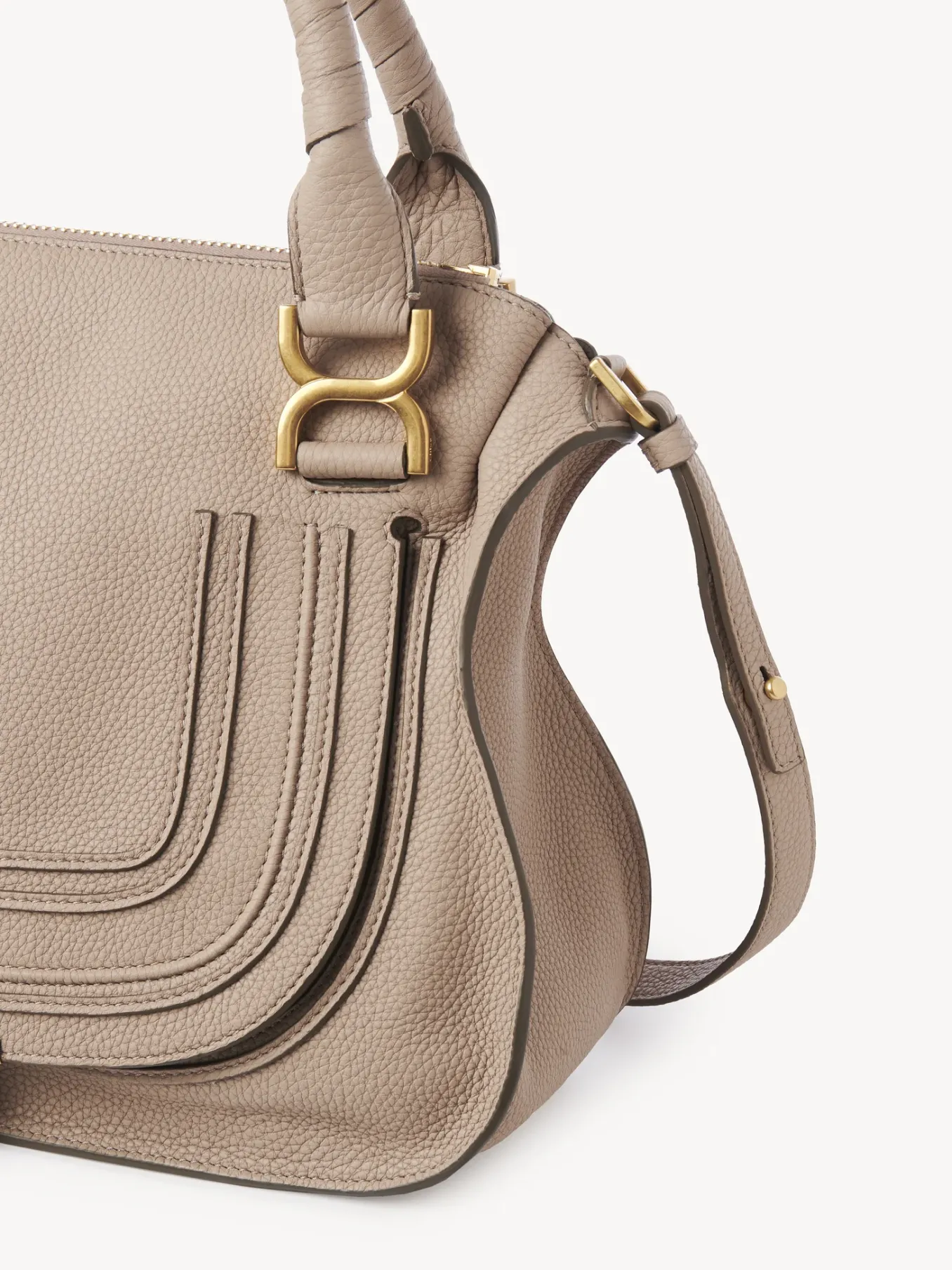 Sacs À Bandoulière-Chloé Sac Double Porte Marcie Nomad Beige