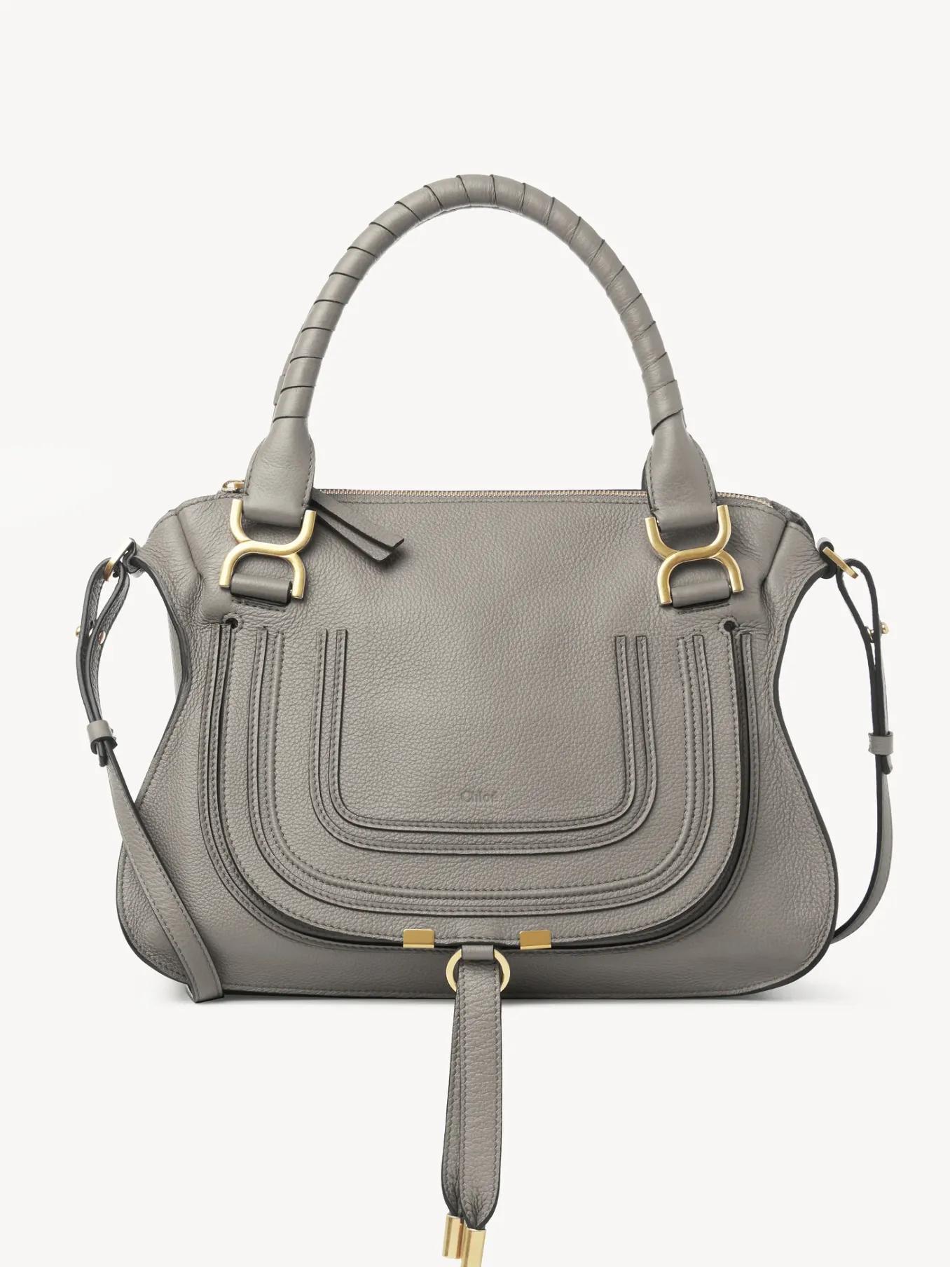 Sacs À Bandoulière-Chloé Sac Double Porte Marcie Cashmere Grey