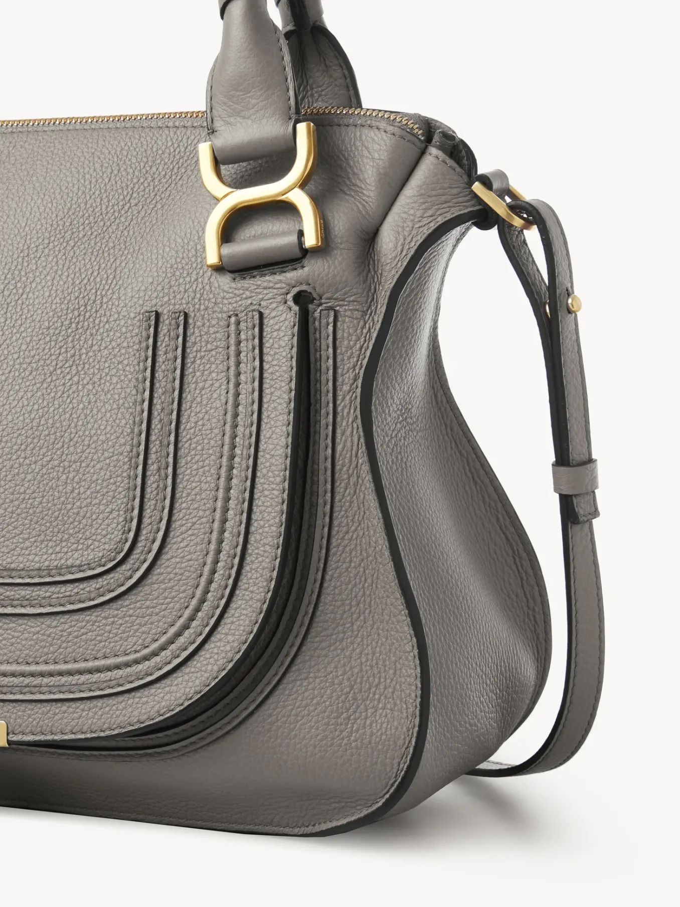 Sacs À Bandoulière-Chloé Sac Double Porte Marcie Cashmere Grey