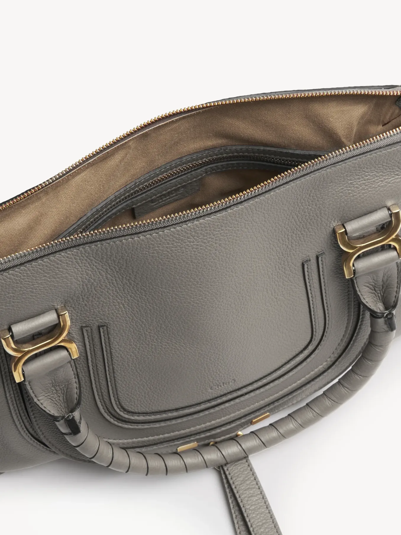 Sacs À Bandoulière-Chloé Sac Double Porte Marcie Cashmere Grey