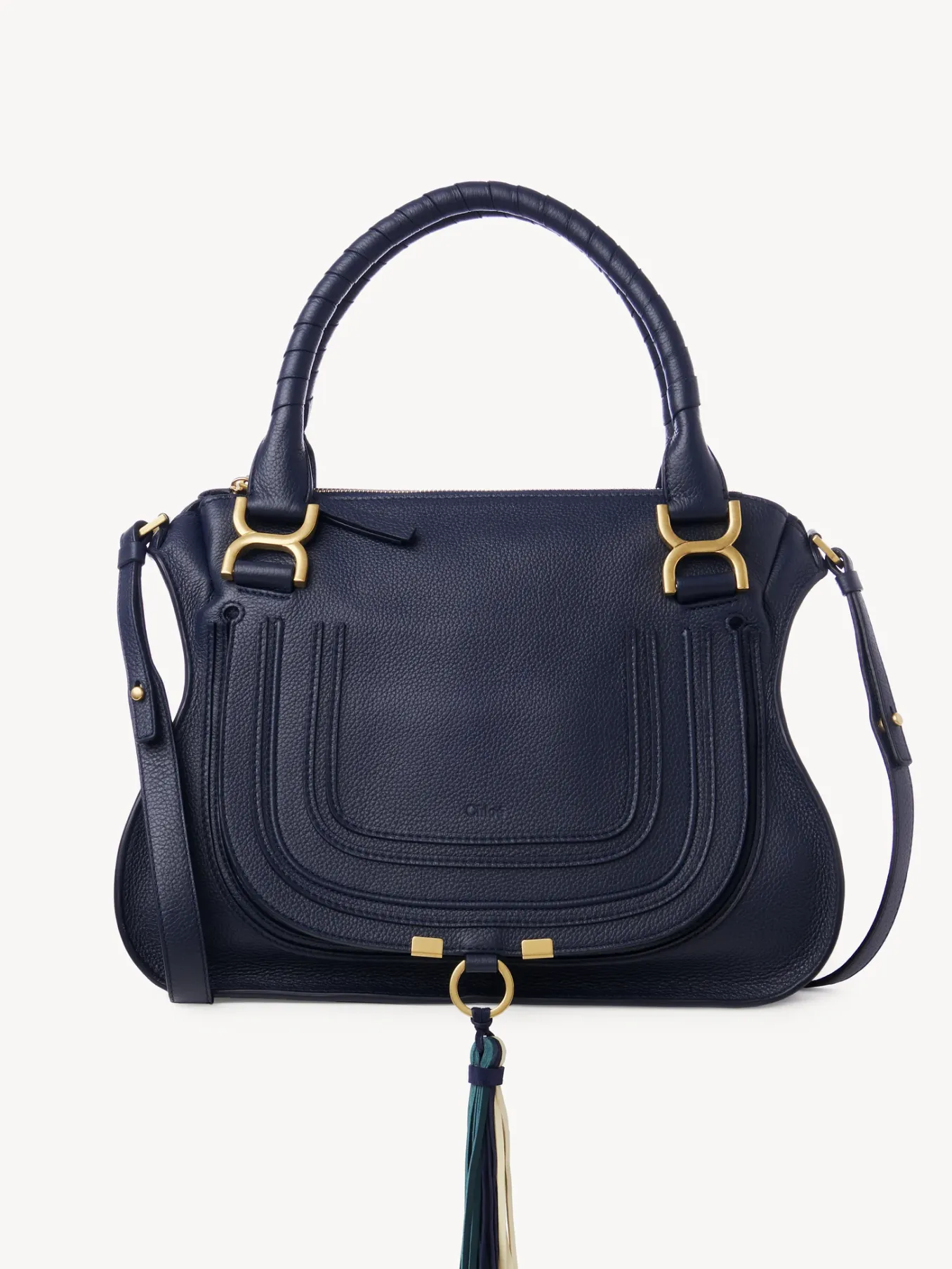 Sacs À Bandoulière-Chloé Sac Double Porte Marcie Iconic Navy