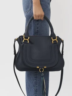 Sacs À Bandoulière-Chloé Sac Double Porte Marcie Iconic Navy