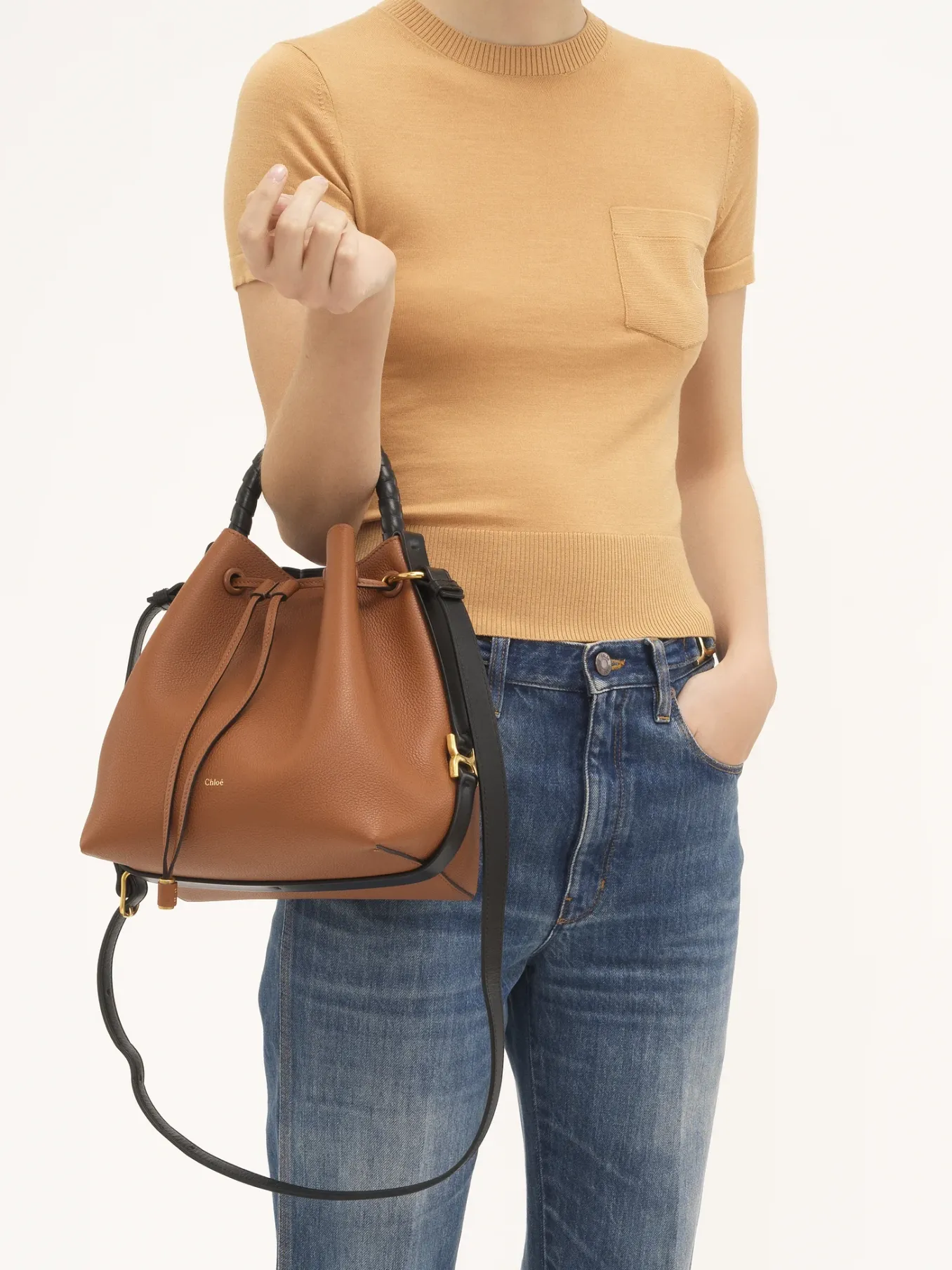 Sacs À Bandoulière-Chloé Sac Seau Marcie Tan