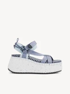 Sandales Et Espadrilles-Chloé Sandales Compensees Nama Denim