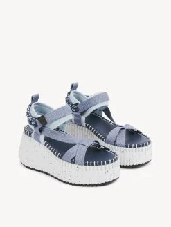 Sandales Et Espadrilles-Chloé Sandales Compensees Nama Denim