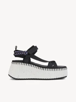 Sandales Et Espadrilles-Chloé Sandales Compensees Nama Noir