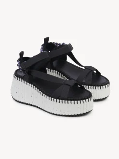Sandales Et Espadrilles-Chloé Sandales Compensees Nama Noir