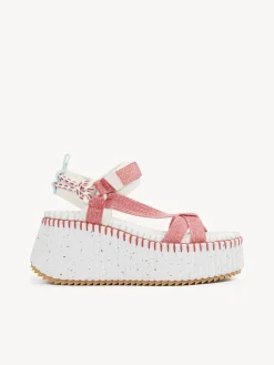 Sandales Et Espadrilles-Chloé Sandales Compensees Nama Hot Coral