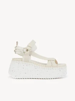 Sandales Et Espadrilles-Chloé Sandales Compensees Nama Pearly Grey