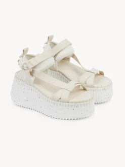 Sandales Et Espadrilles-Chloé Sandales Compensees Nama Pearly Grey