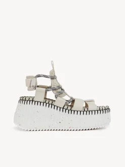 Sandales Et Espadrilles-Chloé Sandales Compensees Nama Pearly Grey