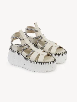 Sandales Et Espadrilles-Chloé Sandales Compensees Nama Pearly Grey