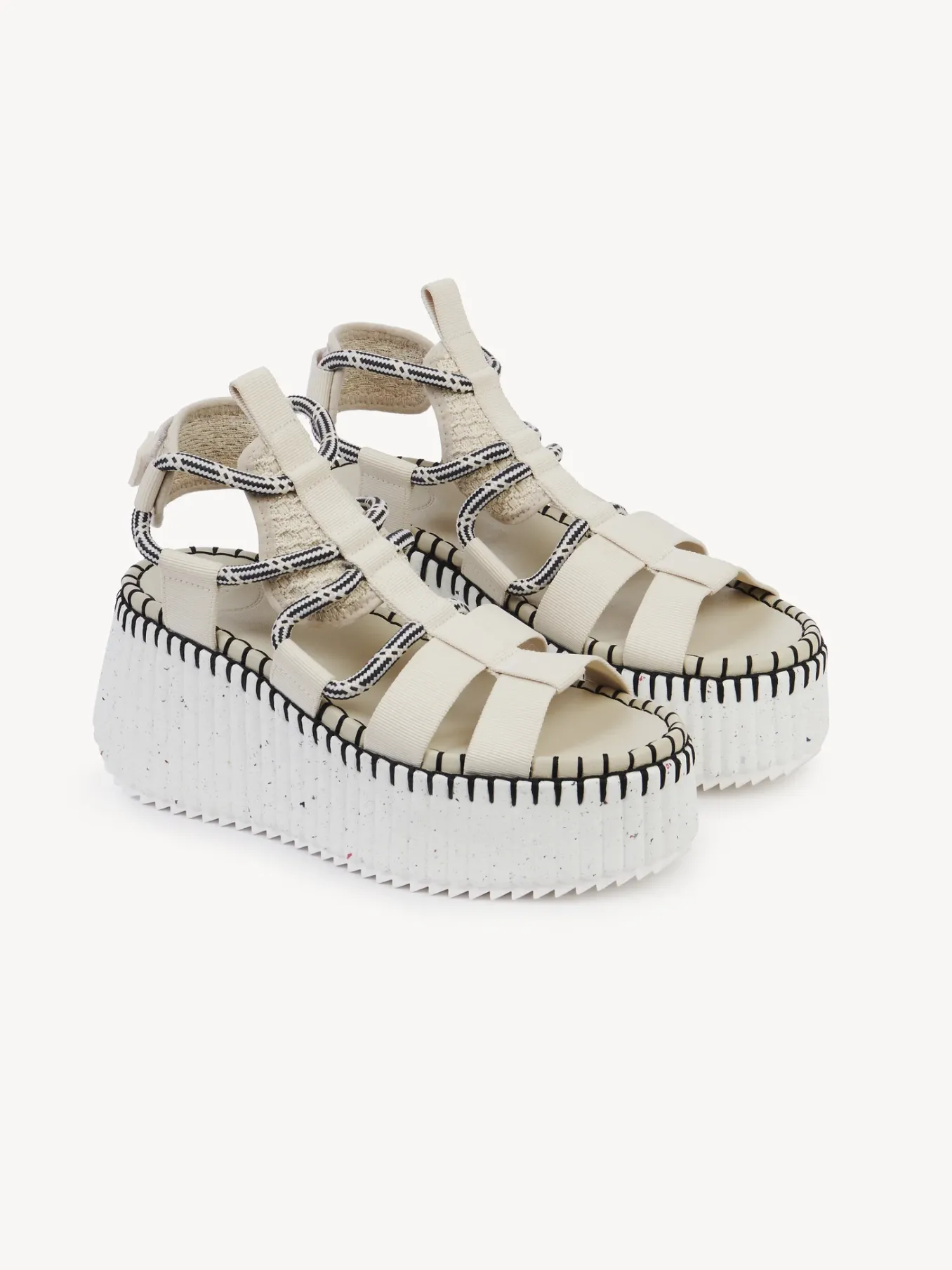 Sandales Et Espadrilles-Chloé Sandales Compensees Nama Pearly Grey