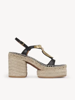 Sandales Et Espadrilles-Chloé Sandales Espadrilles A Talon Pema Black Gold.