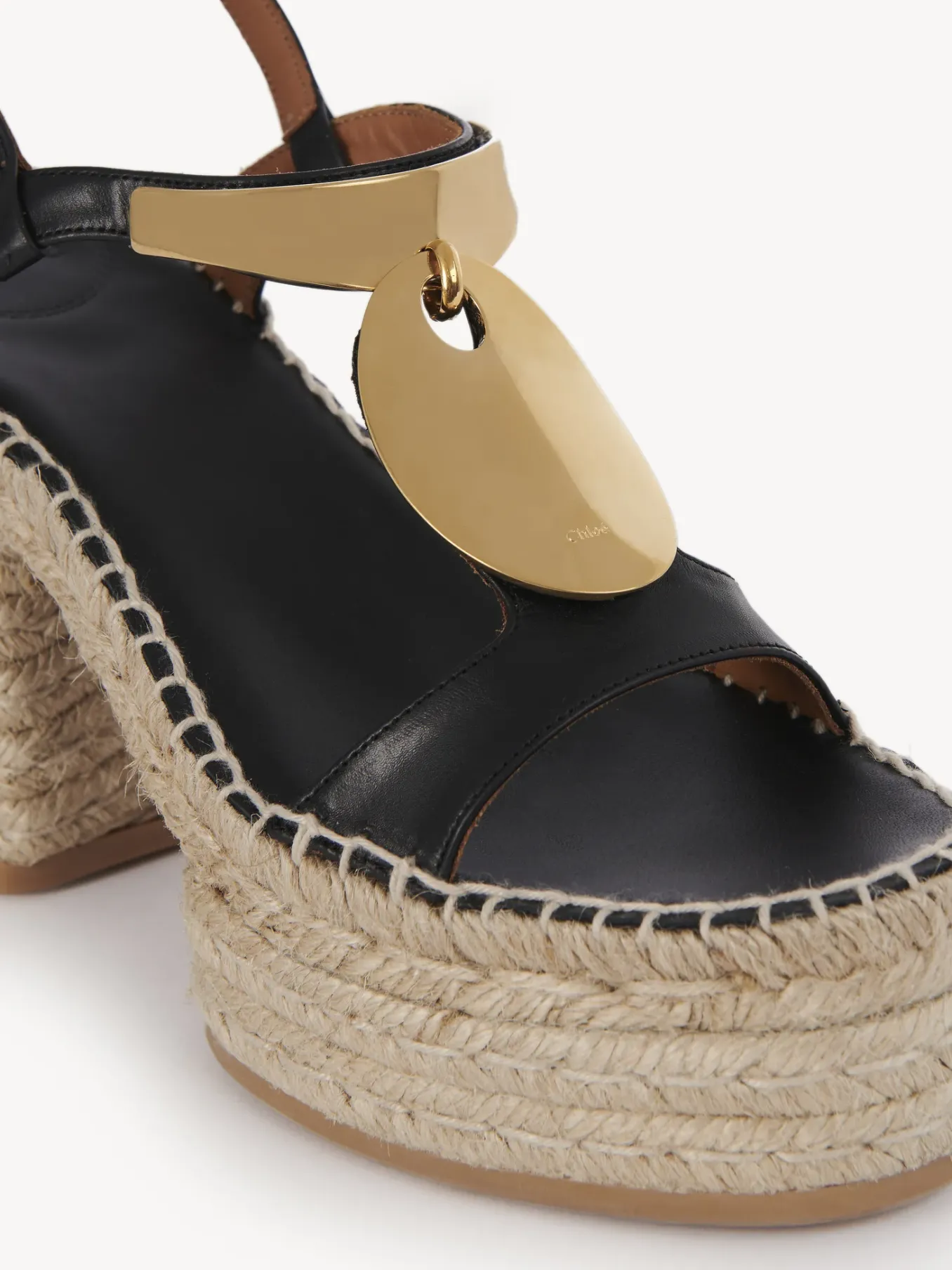 Sandales Et Espadrilles-Chloé Sandales Espadrilles A Talon Pema Black Gold.