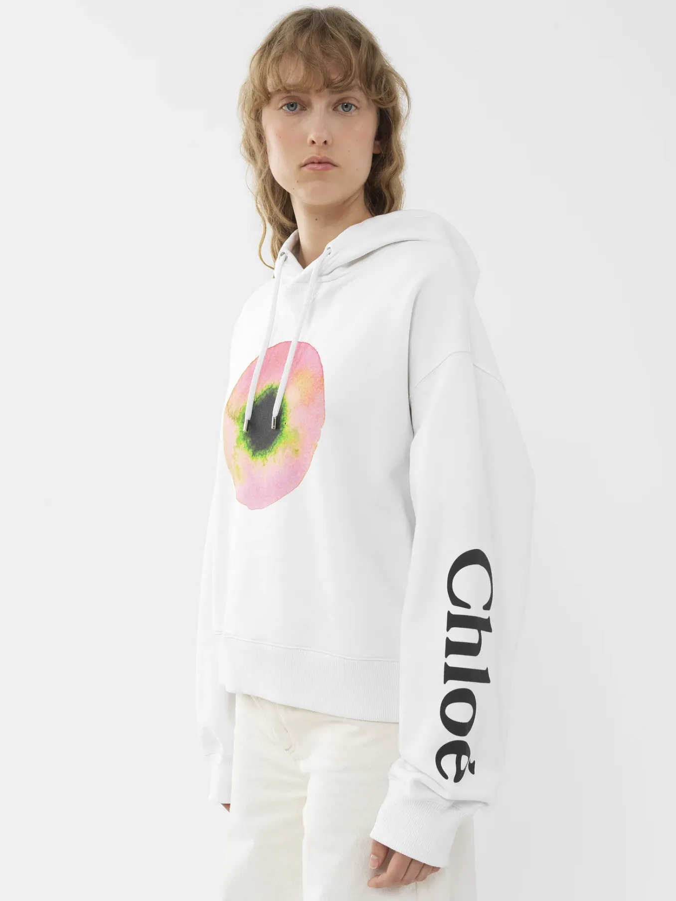 Tops Et Blouses-Chloé Sweat A Capuche White - Pink 1