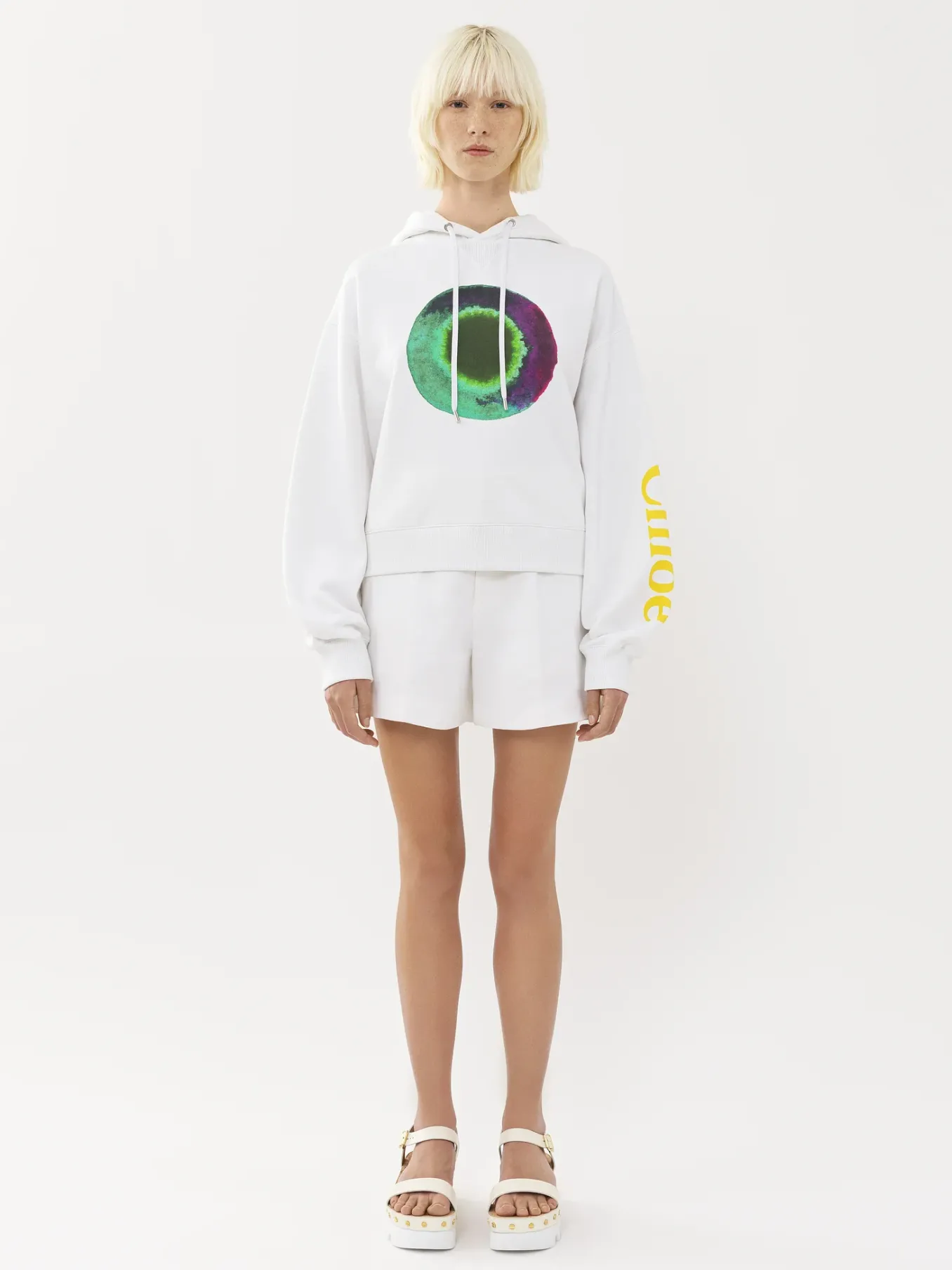 Tops Et Blouses-Chloé Sweat A Capuche White - Green 1
