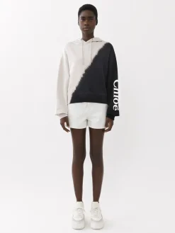 Tops Et Blouses-Chloé Sweat A Capuche Black - White 1