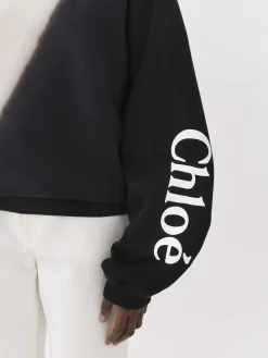 Tops Et Blouses-Chloé Sweat Col Rond Black - White 1