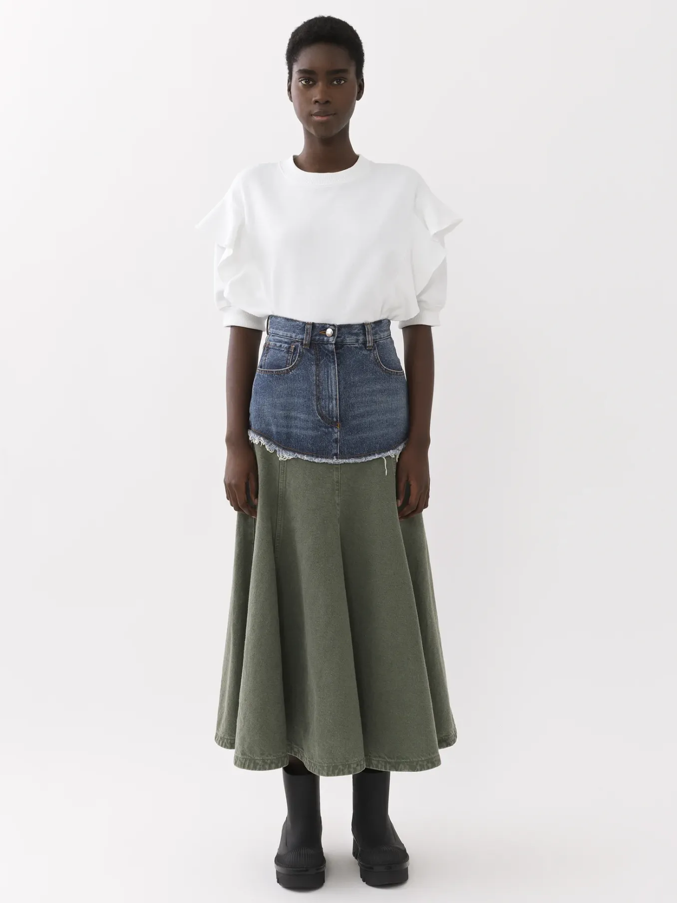 Tops Et Blouses-Chloé Sweat Col Rond Volante Blanc
