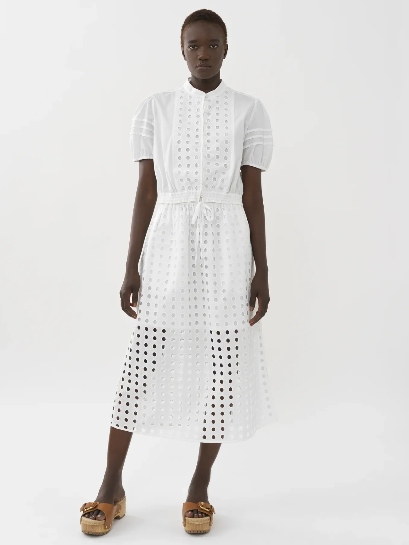 Vêtements-Chloé Top Boutonne Col Mao Blanc