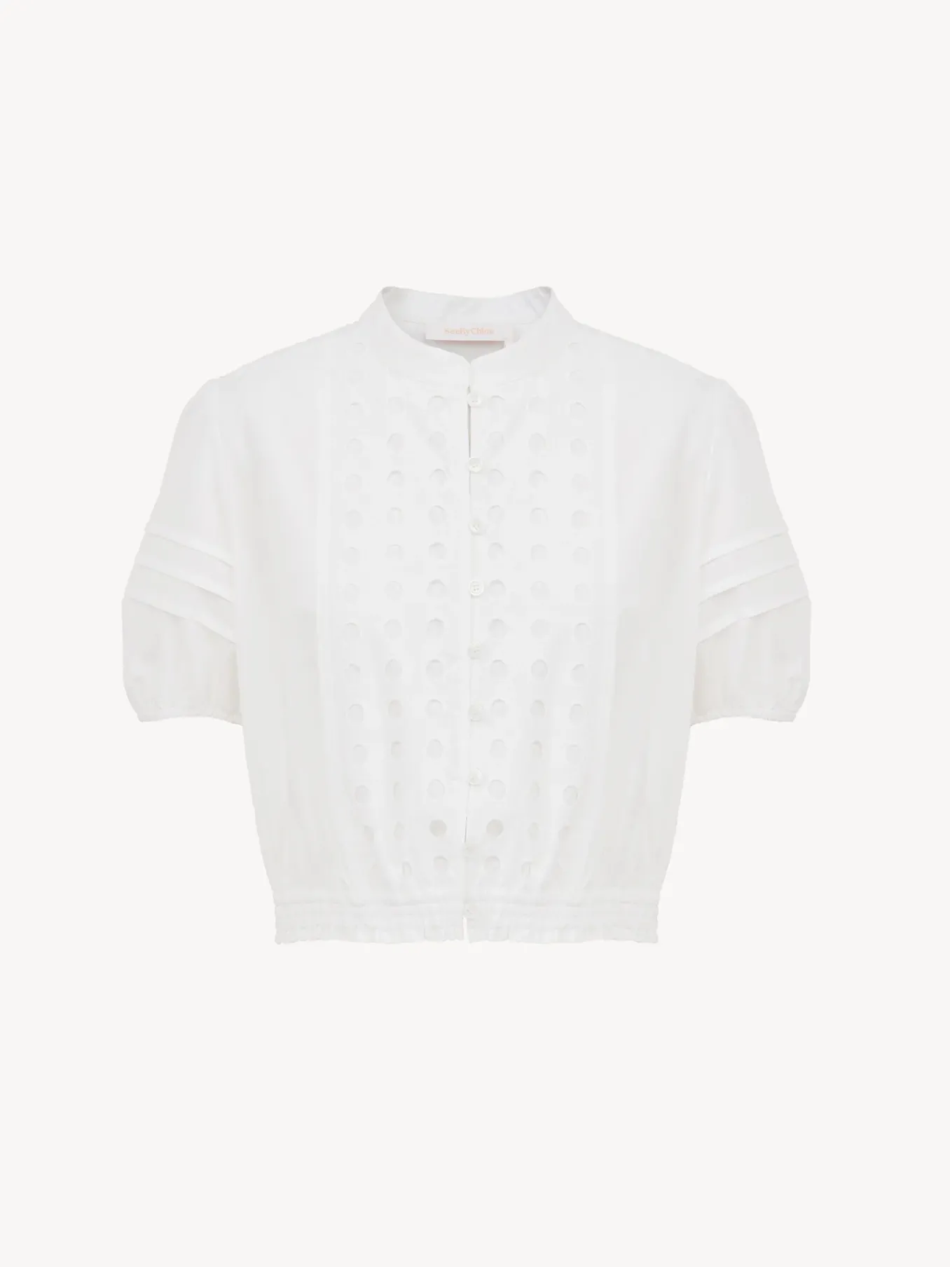 Vêtements-Chloé Top Boutonne Col Mao Blanc
