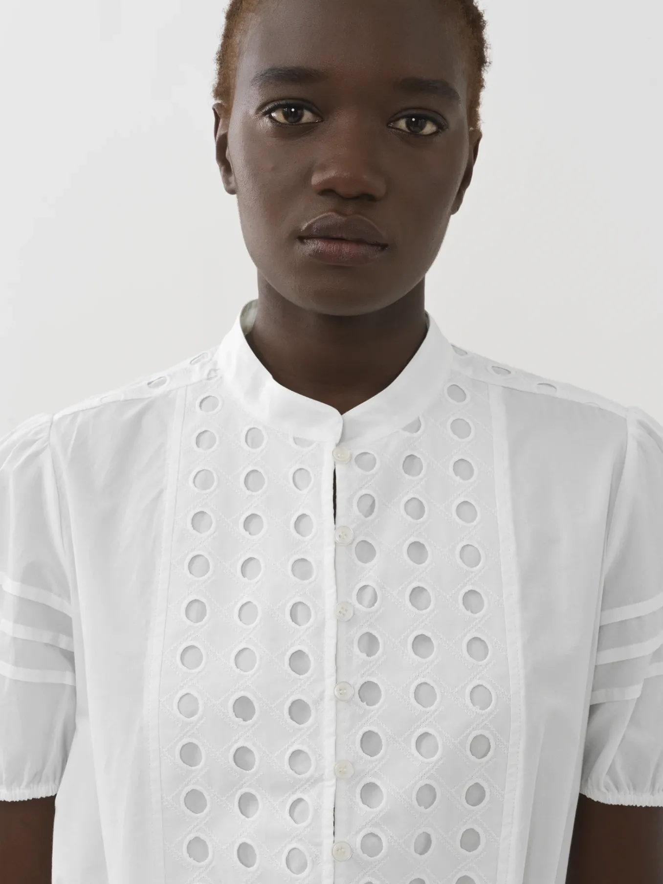 Vêtements-Chloé Top Boutonne Col Mao Blanc