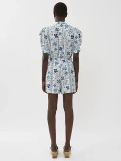 Vêtements-Chloé Top Boutonne Col Mao Multicolor Blue 1