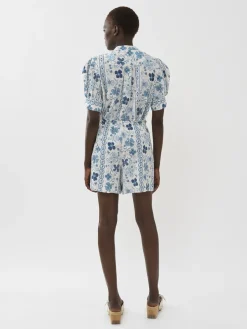 Vêtements-Chloé Top Boutonne Col Mao Multicolor Blue 1