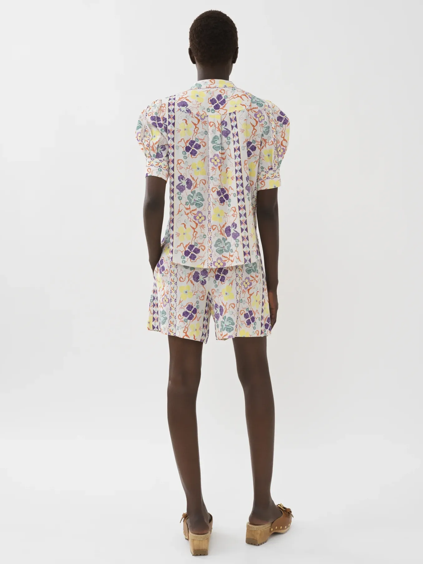 Vêtements-Chloé Top Boutonne Col Mao Multicolor White 1