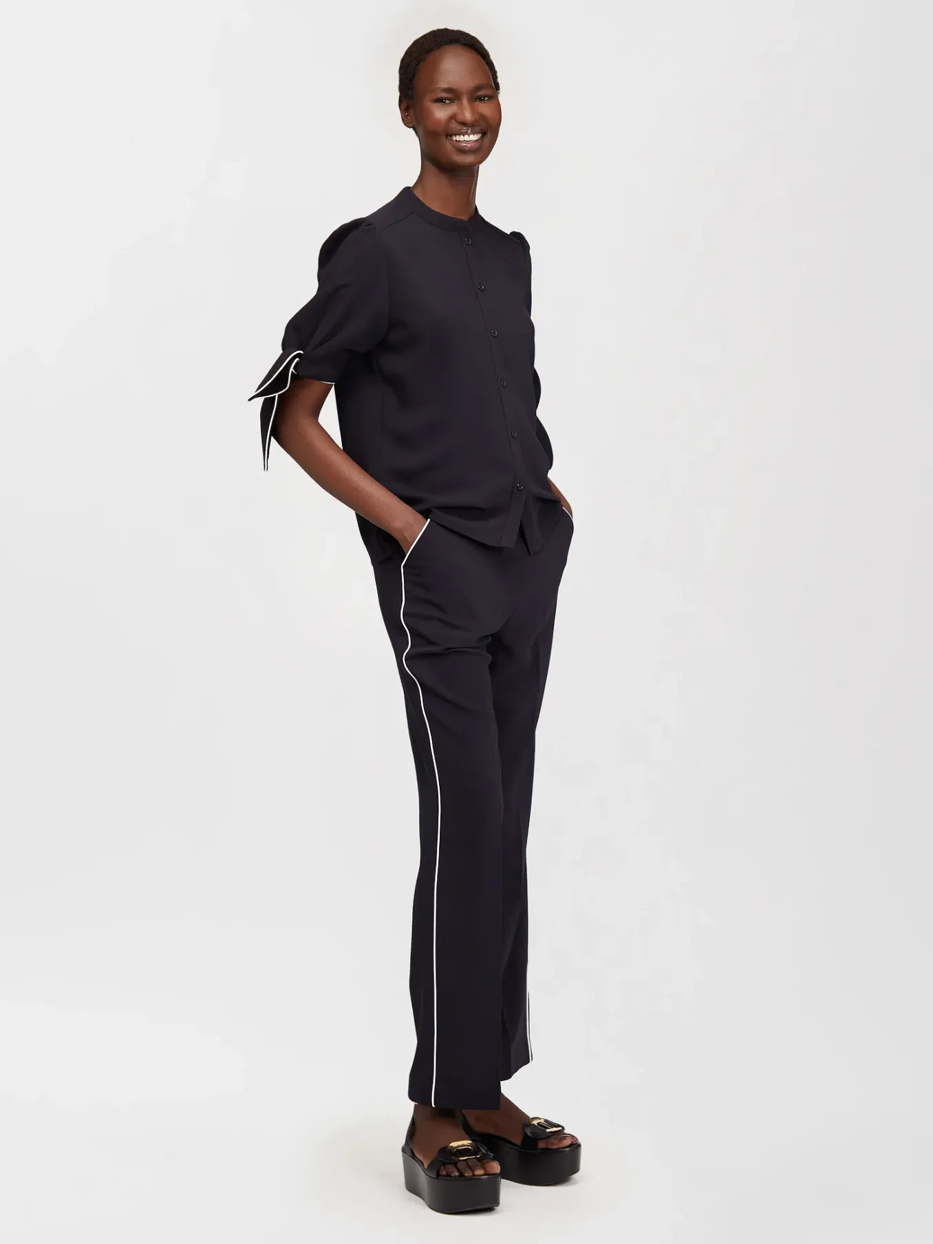 Vêtements-Chloé Top Boutonne Manches Nouees Ink Navy