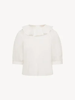 Vêtements-Chloé Top Col Claudine Blanc