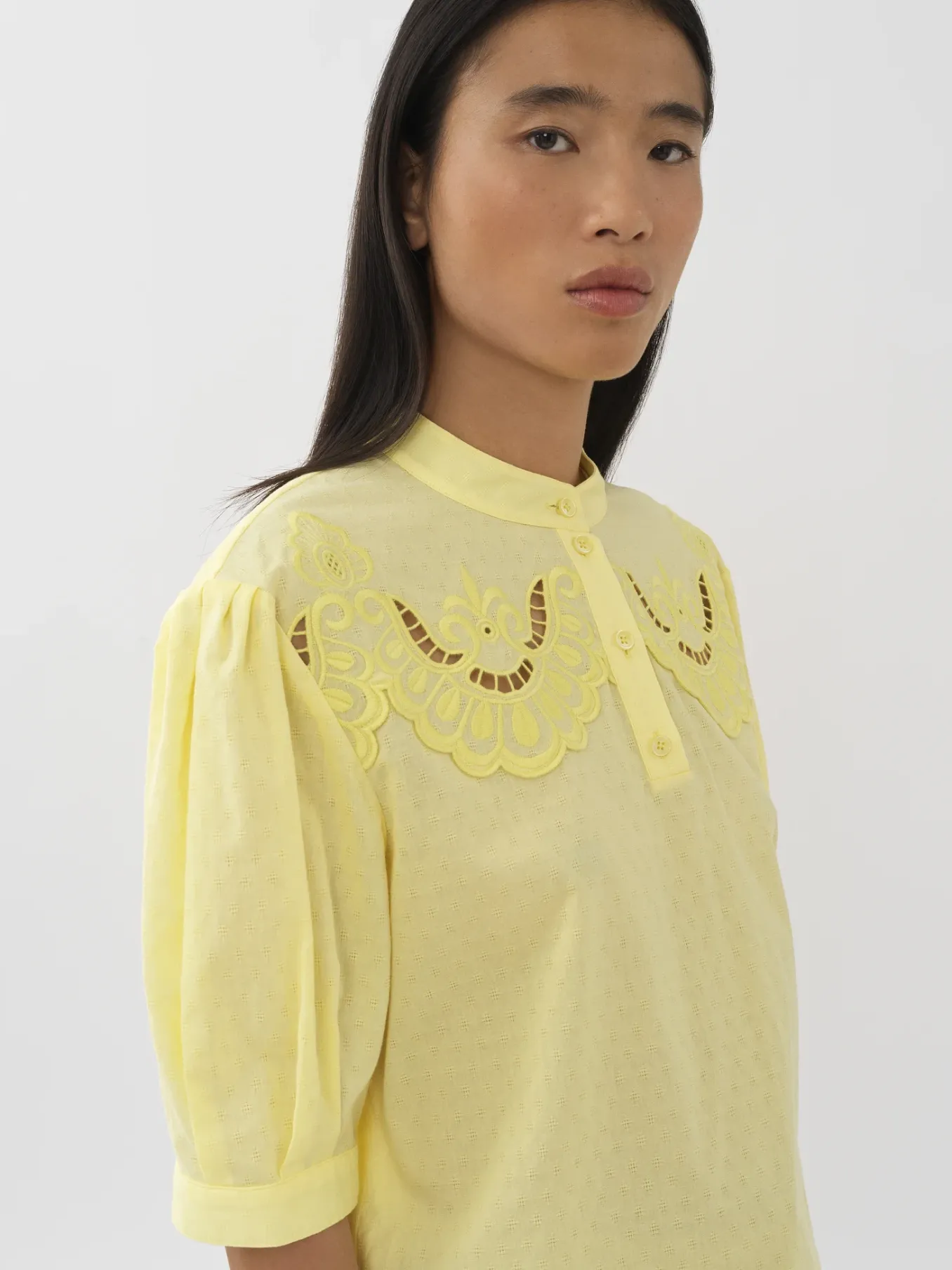 Vêtements-Chloé Top Col Trompe-L'Oeil Goldy Green