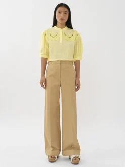 Vêtements-Chloé Top Col Trompe-L'Oeil Goldy Green
