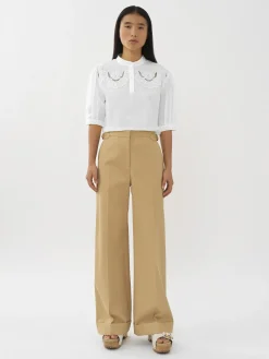 Vêtements-Chloé Top Col Trompe-L'Oeil Whisper White