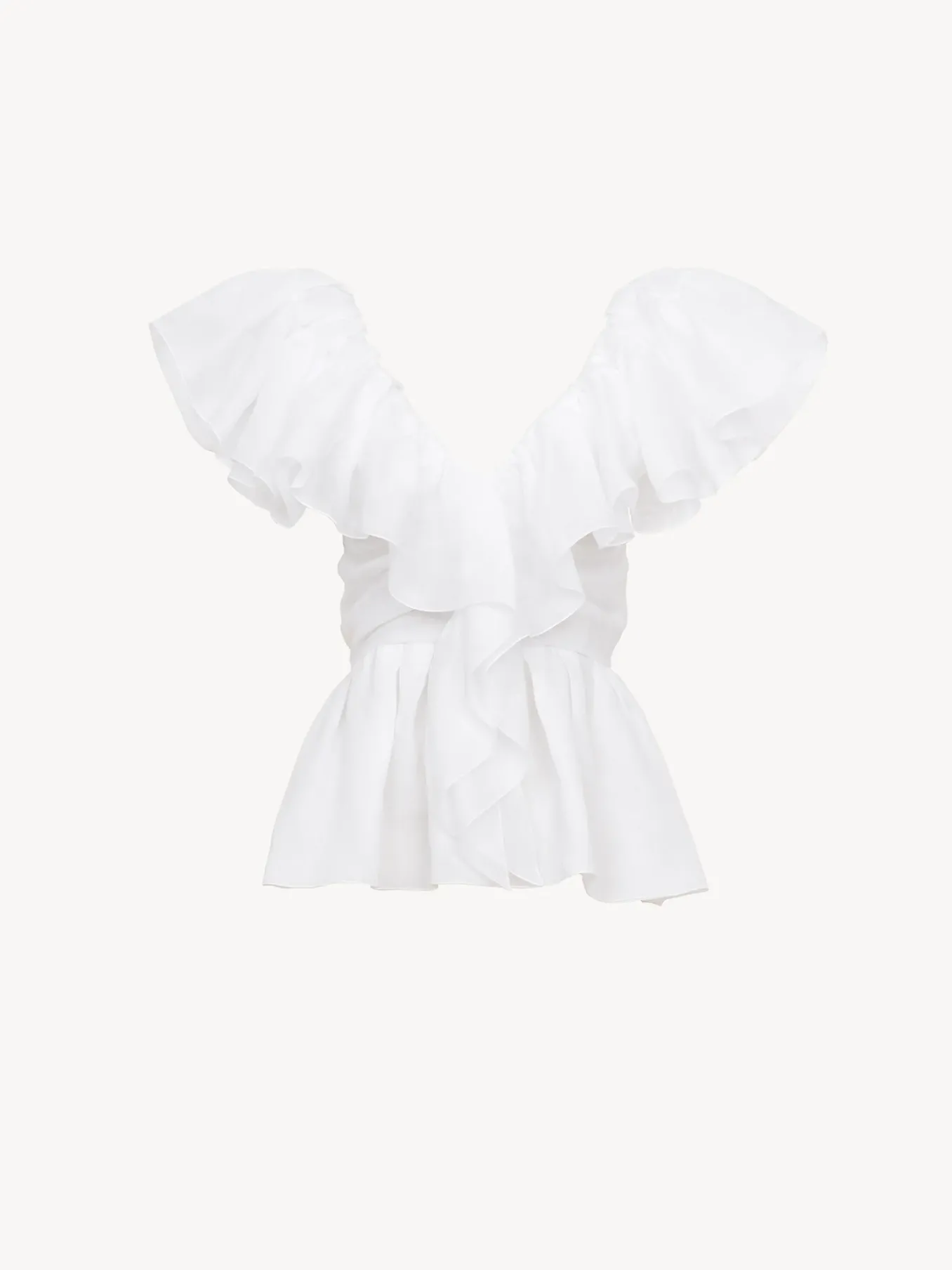 Tops Et Blouses-Chloé Top Col V Volante Blanc