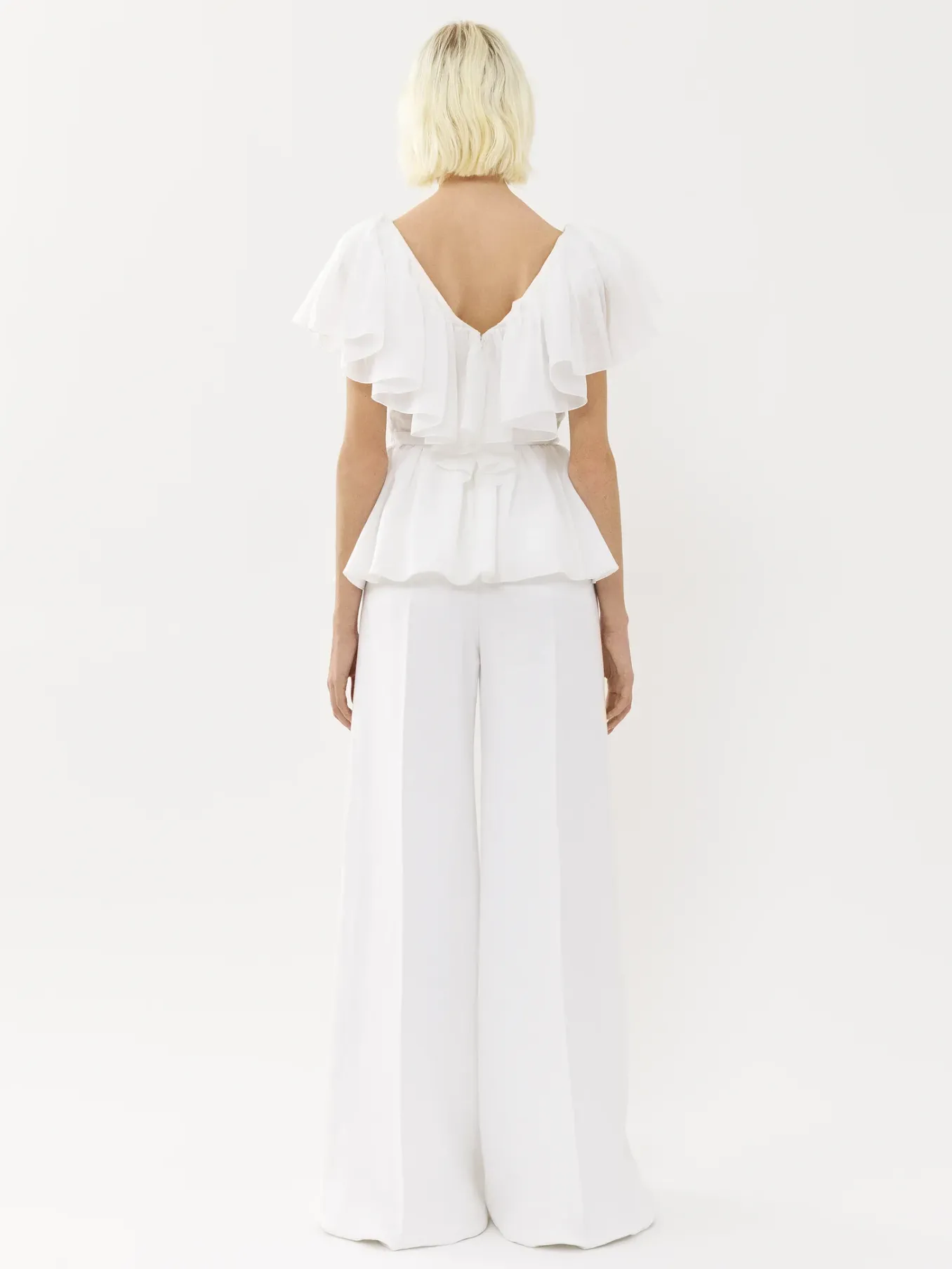 Tops Et Blouses-Chloé Top Col V Volante Blanc