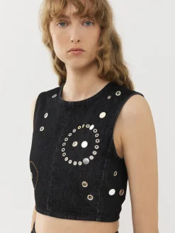 Tops Et Blouses-Chloé Top Court Sans Manches Noir