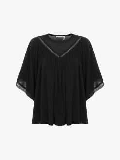 Vêtements-Chloé Top Fronce Noir