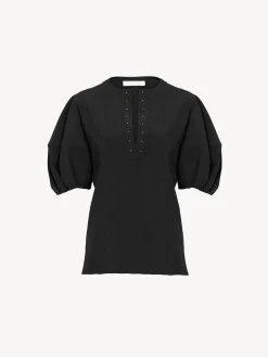 Tops Et Blouses-Chloé Top Manches Ballon Noir